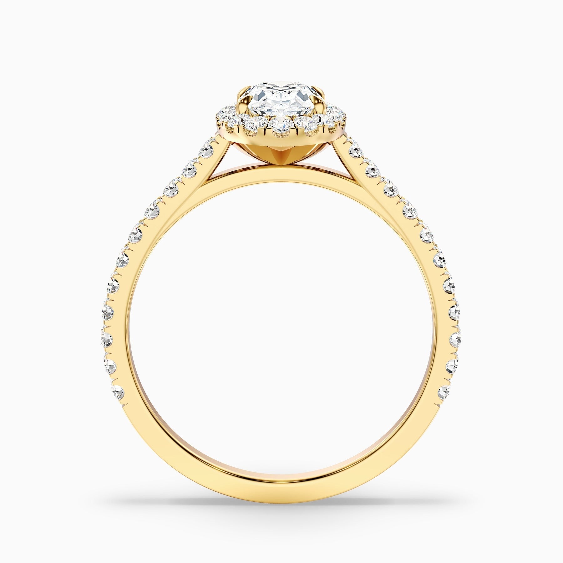 Empress 1 Carat Oval Halo Pave Lab Grown Engagement Ring in 10k Yellow Gold